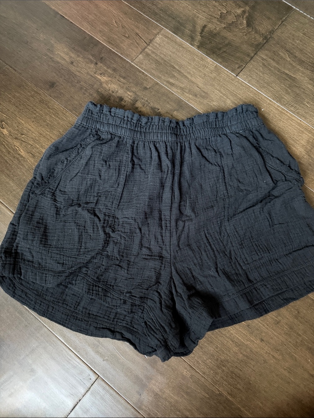 aerie Black High-Waist Gauze Lounge Shorts